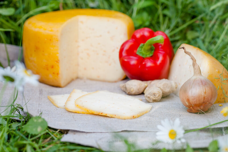 Ievas siers ar sīpolu, ingveru, mārrutku - mazais ritulis
