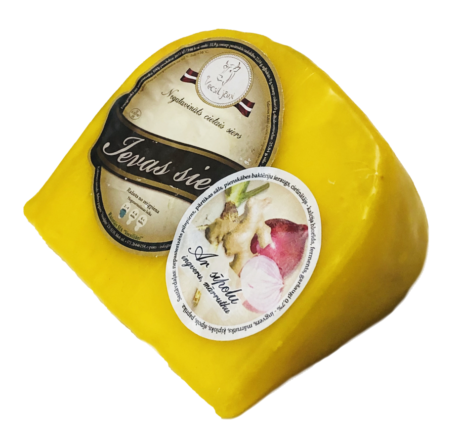 Ievas siers gabaliņš vaskā ar sīpolu, ingveru, mārrutku