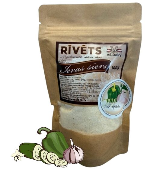 Rīvēts siers paciņā ar ķiploku, 100 g