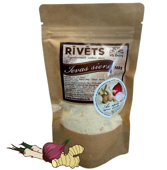 Rīvēts siers paciņā ar sīpolu, ingveru, mārrutku, 100 g