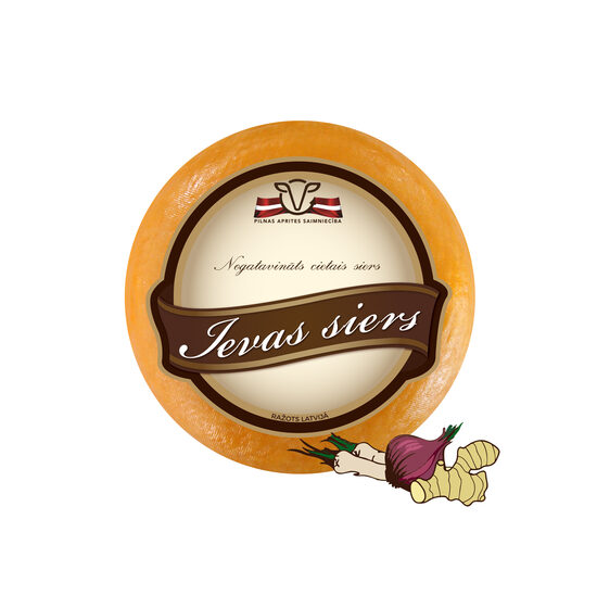 Ievas siers ar sīpolu, ingveru, mārrutku - mazais ritulis