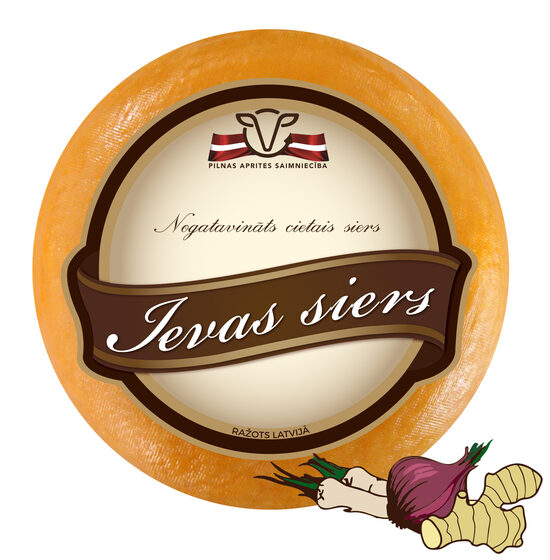 Ievas siers ar sīpolu, ingveru, mārrutku - lielais ritulis