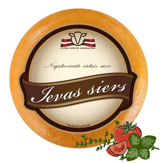 Ievas siers ar tomātu, baziliku, timiānu - lielais ritulis